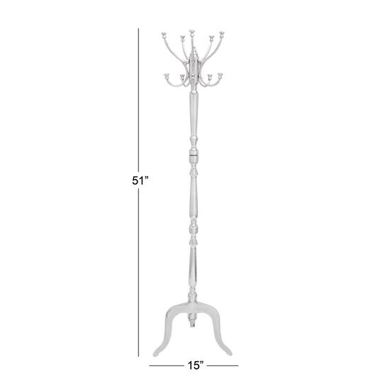 60" Silver Metal Traditional Coat Rack